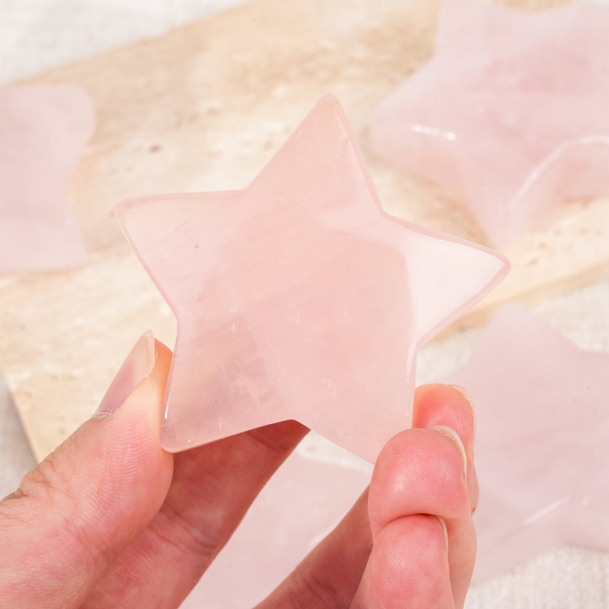 Rose Quartz Pentagram Palm Stone