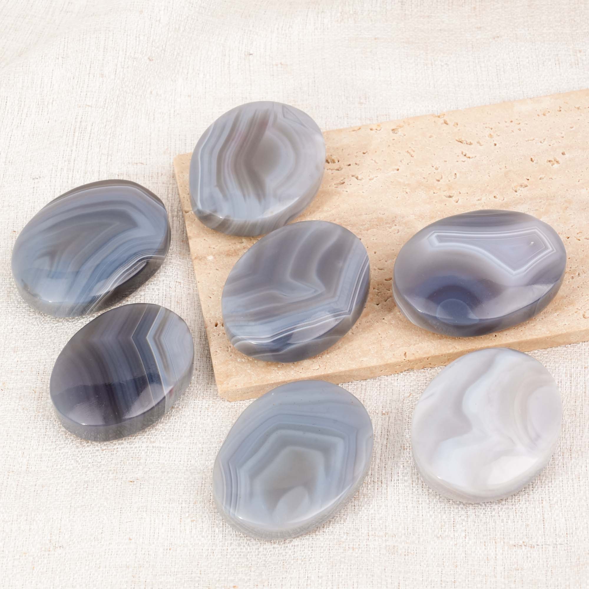 Gray Agate Palm Stone