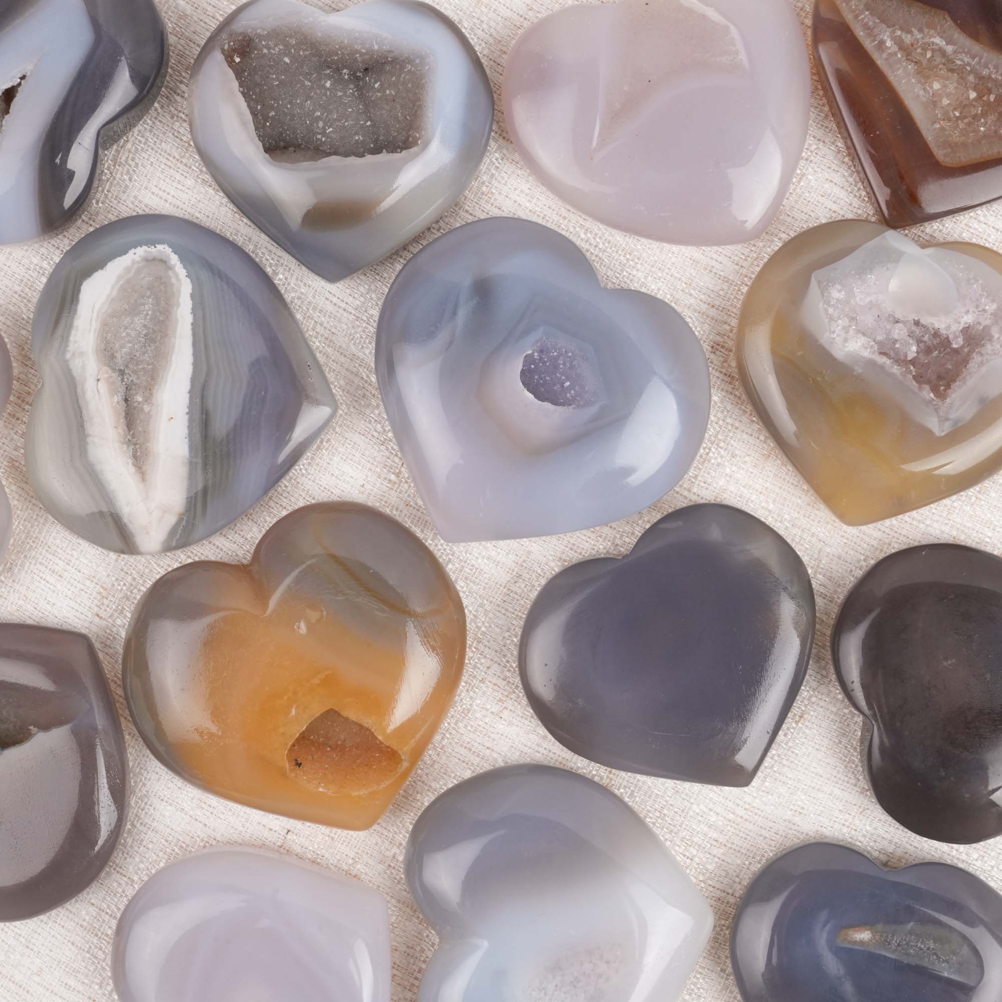 Gray Agate Heart Palm Stone