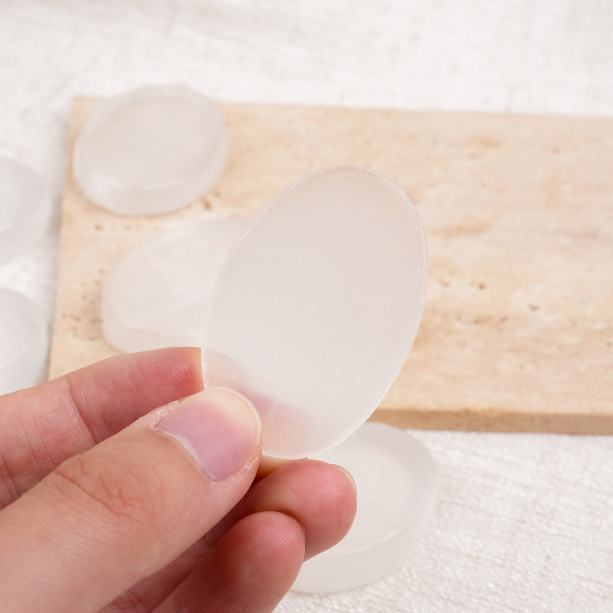 Selenite Worry Stone