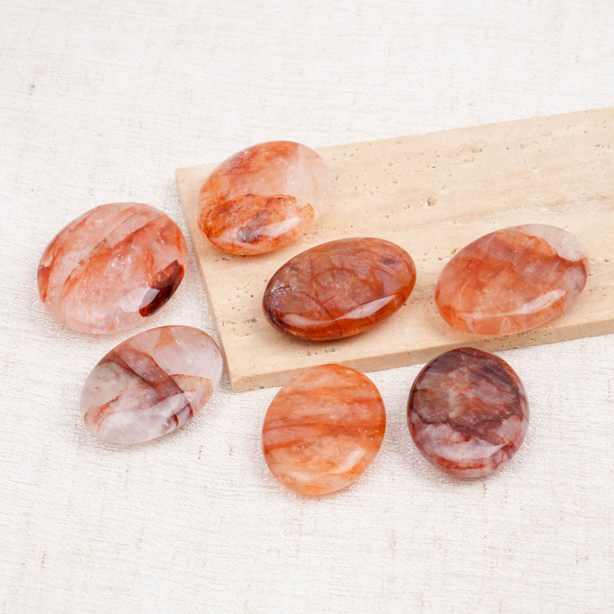 Red Fire Quartz Palm Stone