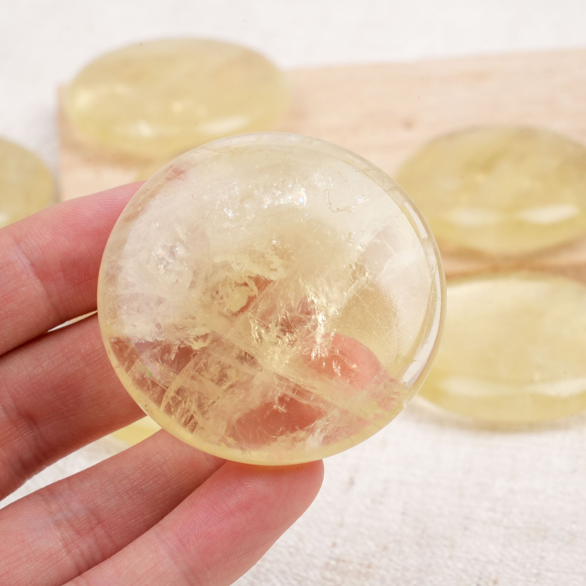 Citrine Round Palm Stone
