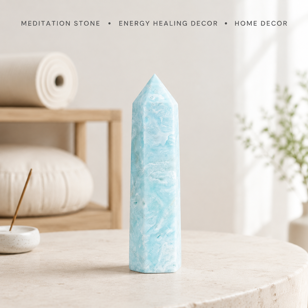Hemimorphite Tower ‑ Dreamy Pastel Blue Crystal for Calm & Meditation