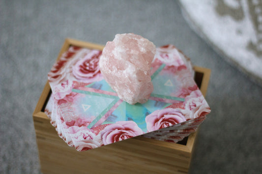 Natural rose quartz crystal with pink hues and gentle textures