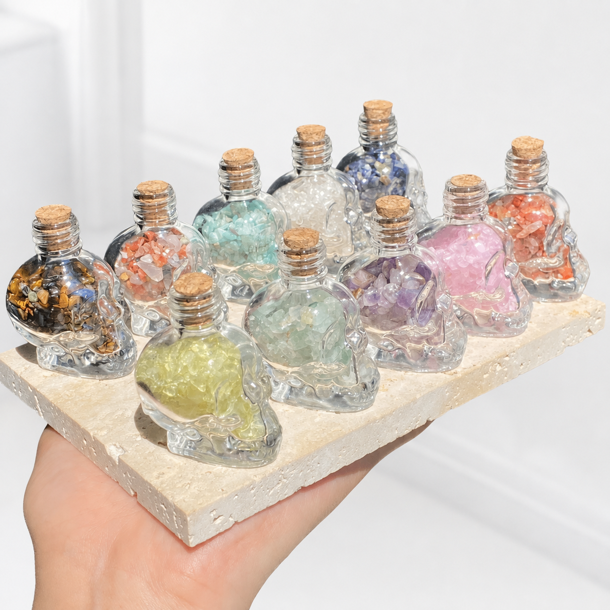 Mini Skull Crystal Chip Bottles: Tiny Vials Full Of Crystal Magic