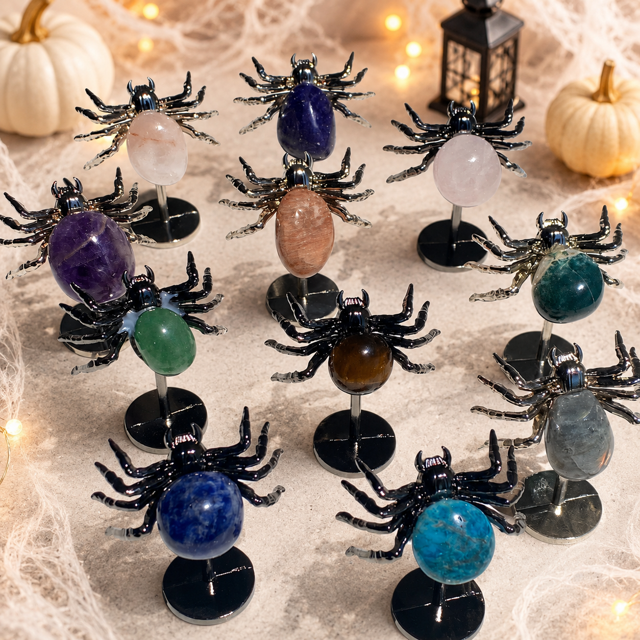 Gemstone Spider Ornaments ‑ Spooky‑Chic Crystal Decor for Halloween & Year‑Round Display