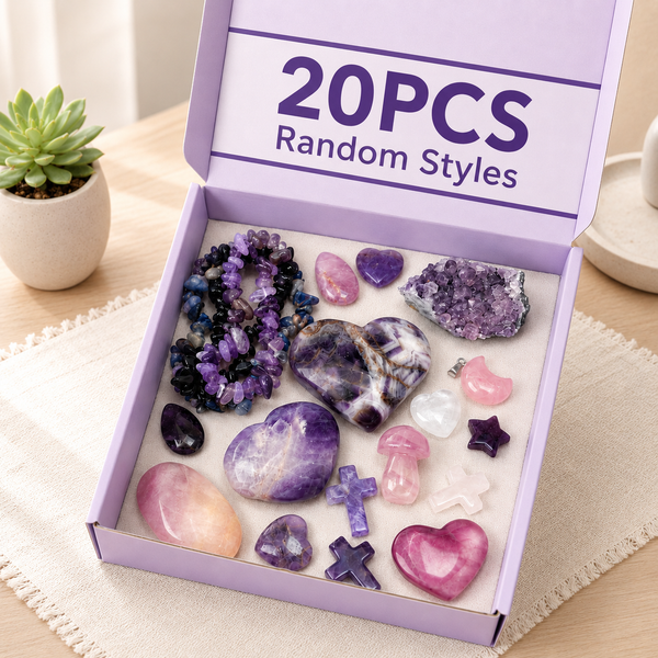 20Pcs Natural Crystal Stone Random Set | Healing Crystal Kit for Meditation, Yoga & Home Decor