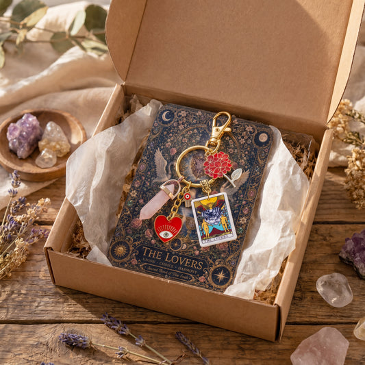Tarot Crystal Keychain - The Lovers / The Empress / The High Priestess - Rose Quartz Love Charm