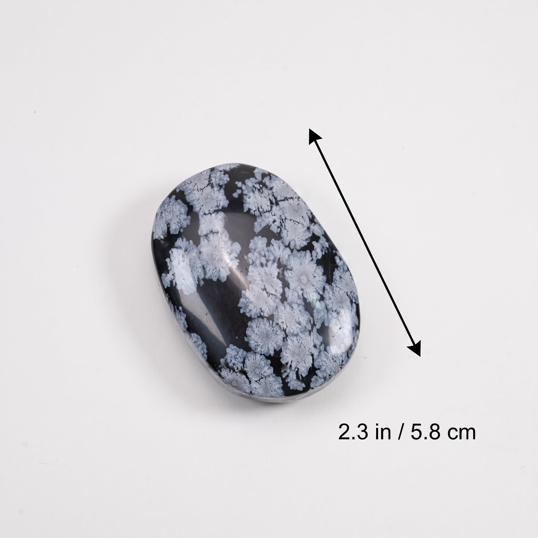 Snowflake Obsidian Palm Stone | Natural Polished Snowflake Obsidian Tumbled Pocket Stone For Meditation & Home Decor