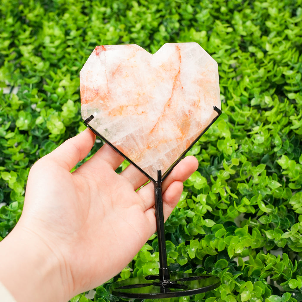 Natural Golden Healer Quartz Heart Spiritual Decor for Abundance & Joy, Unique Healing Stone Set for Meditation & Gift