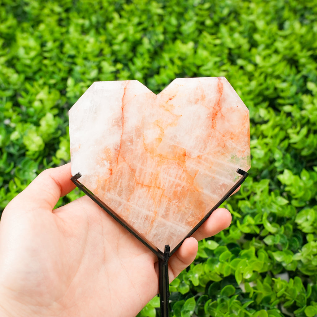 Natural Golden Healer Quartz Heart Spiritual Decor for Abundance & Joy, Unique Healing Stone Set for Meditation & Gift