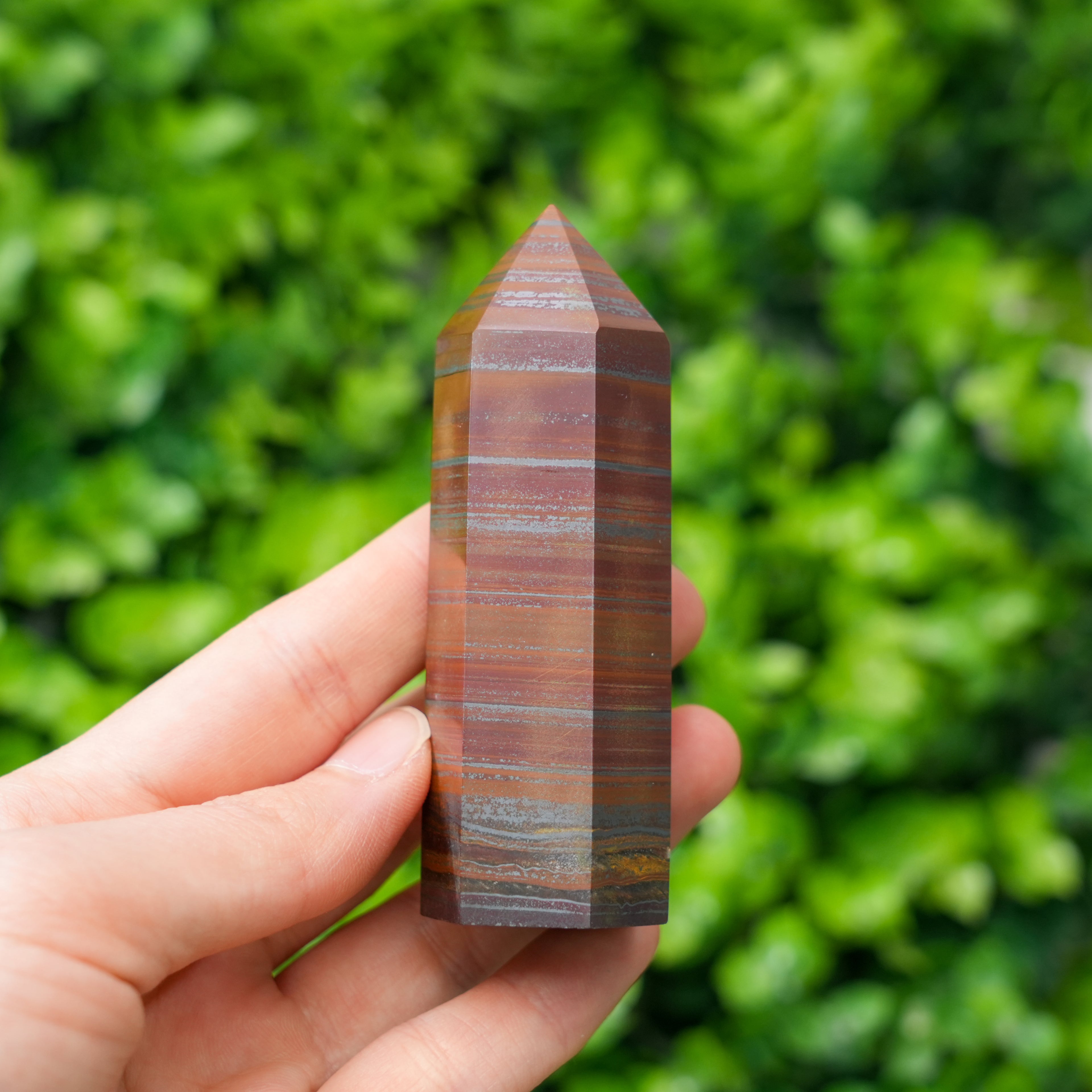 Natural Iron Tiger Eye Crystal Point Polished Grounding Stone for Strength & Protection