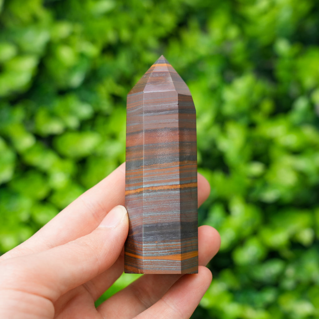 Natural Iron Tiger Eye Crystal Point Polished Grounding Stone for Strength & Protection