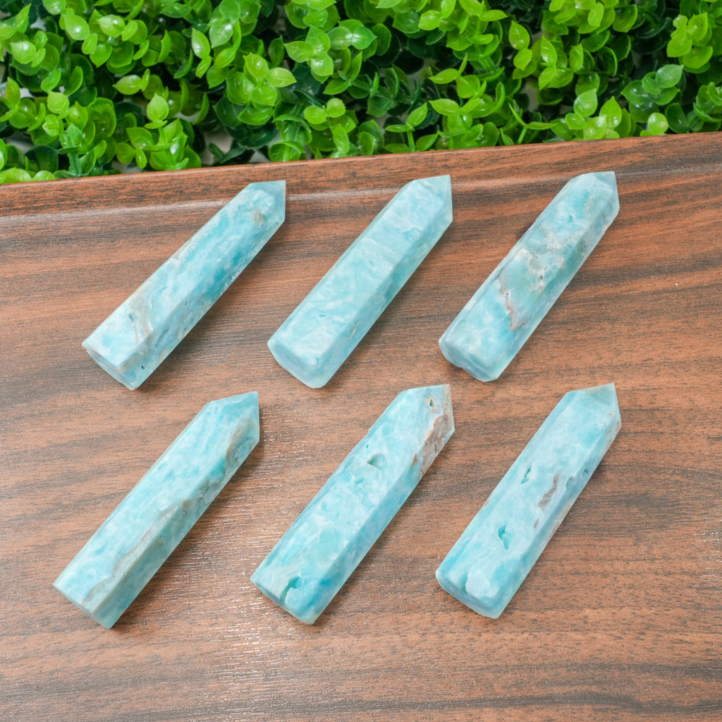 Hemimorphite Point | Caribbean Blue Calcite-Like Crystal Obelisk