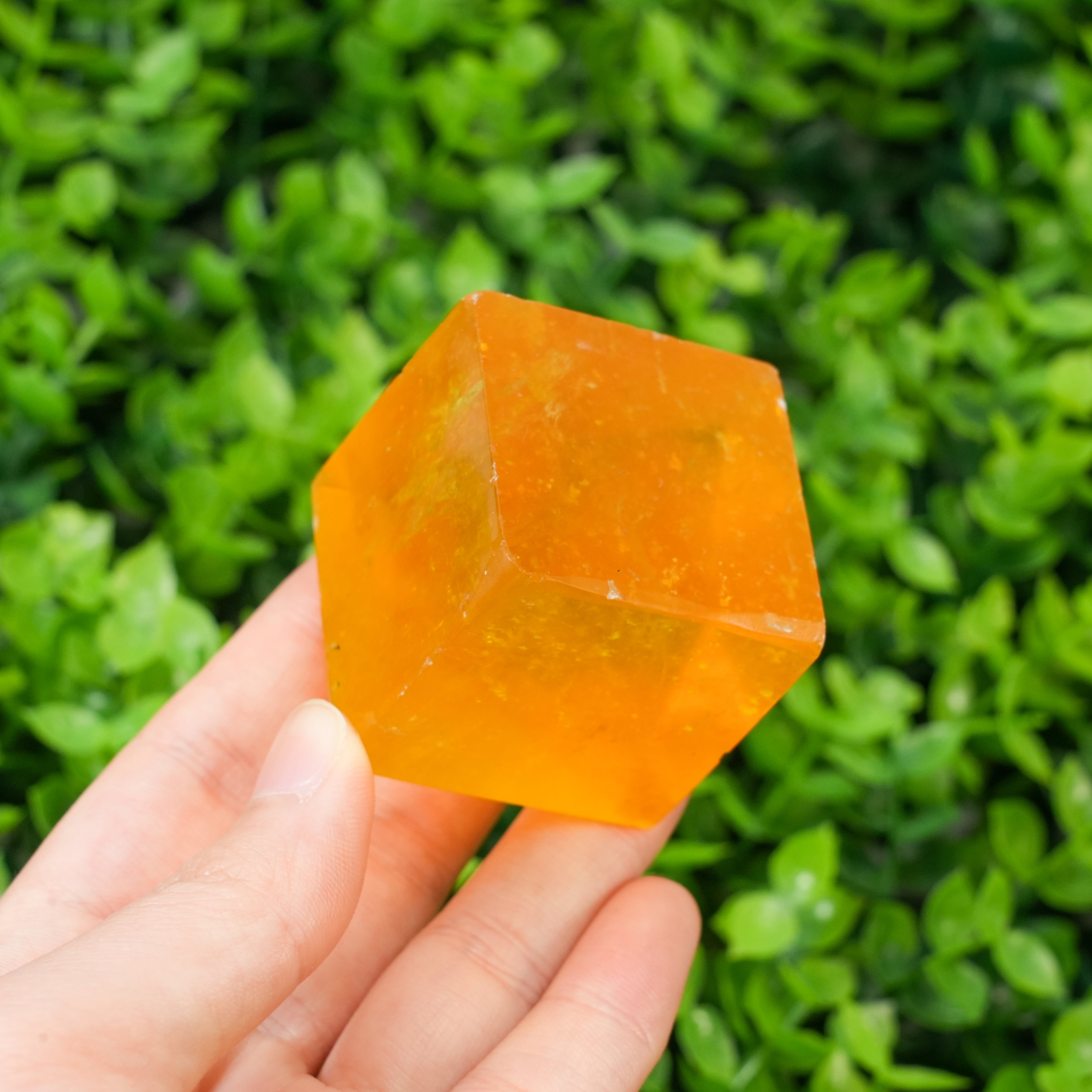 Yellow Fluorite Cube | Polished Healing Crystal for Energy Balance & Home Decor