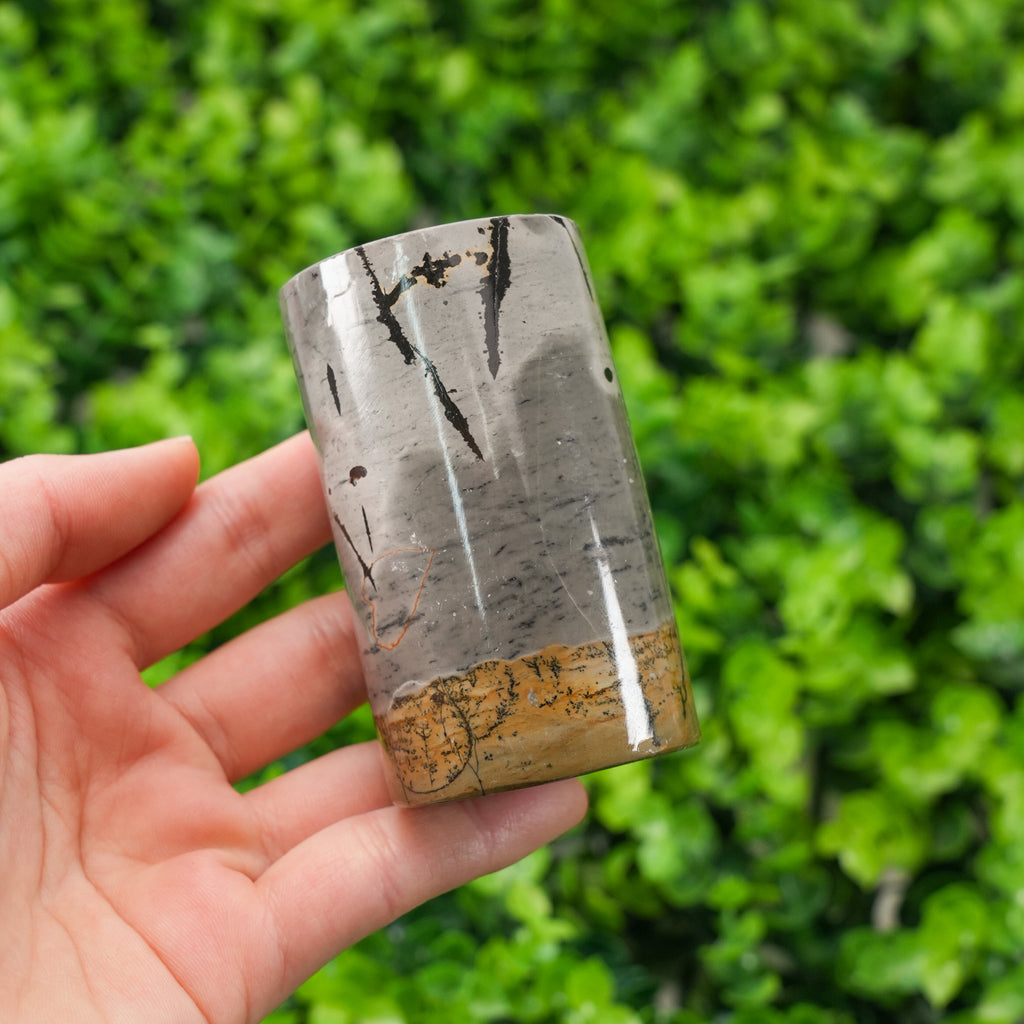 Natural Picture Jasper Obelisk - Hand-Carved Gemstone Column Statue, Healing Crystal Tower for Reiki, Meditation, and Home Decor, Unique Scenery Stone Pillar for Office & Altar