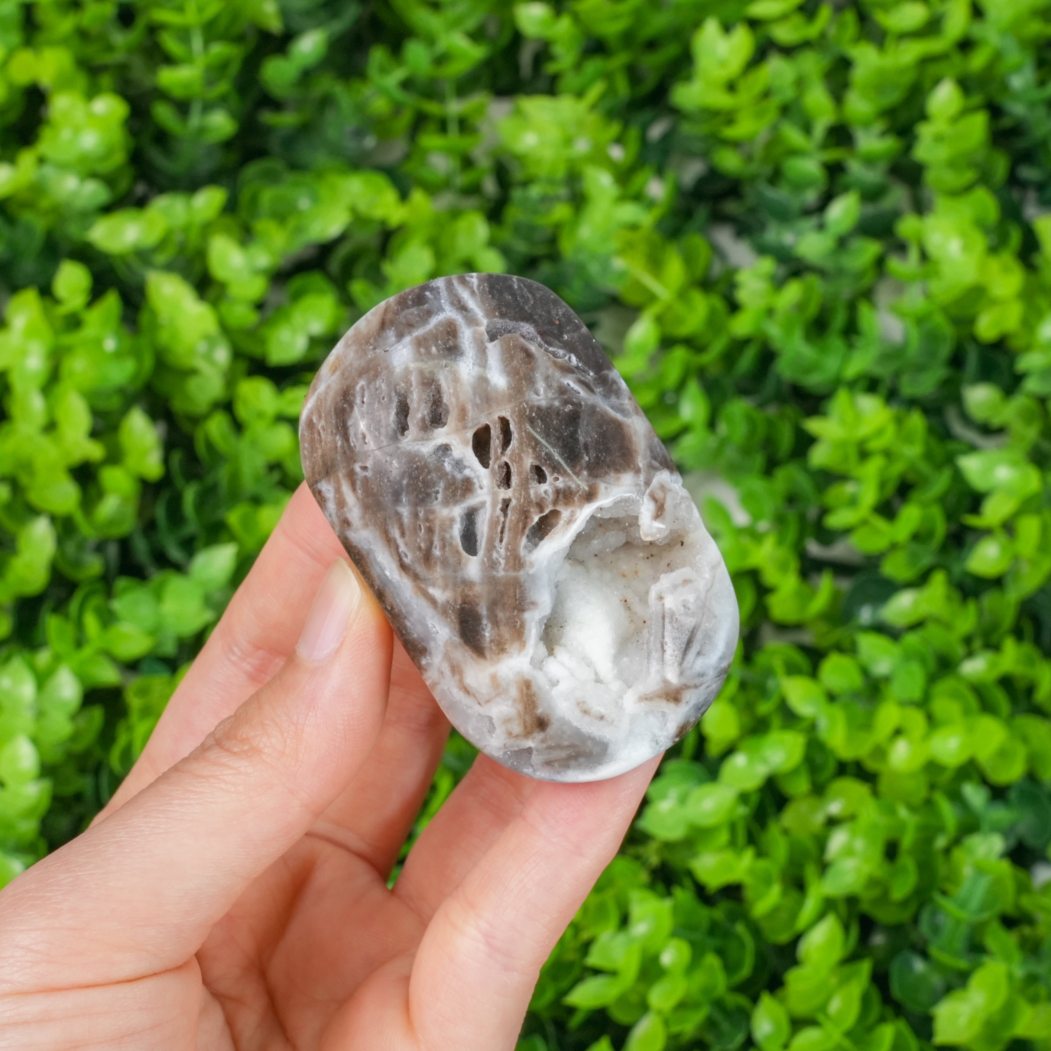 Druzy Sphalerite Palm Stone | Polished Healing Crystal Worry Stone for Grounding, Meditation & Stress Relief | Unique Mineral Pocket Specimen