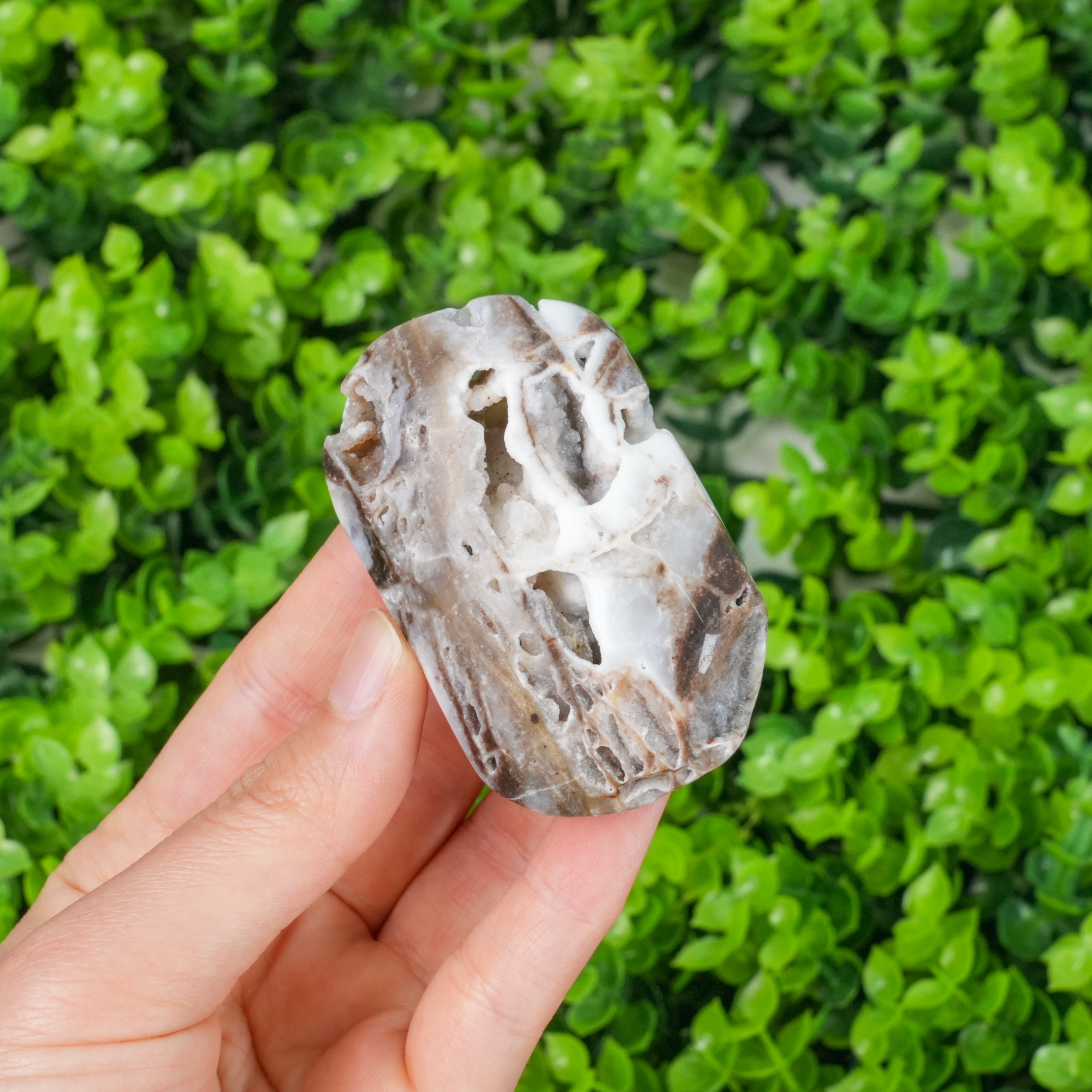 Druzy Sphalerite Palm Stone | Polished Healing Crystal Worry Stone for Grounding, Meditation & Stress Relief | Unique Mineral Pocket Specimen