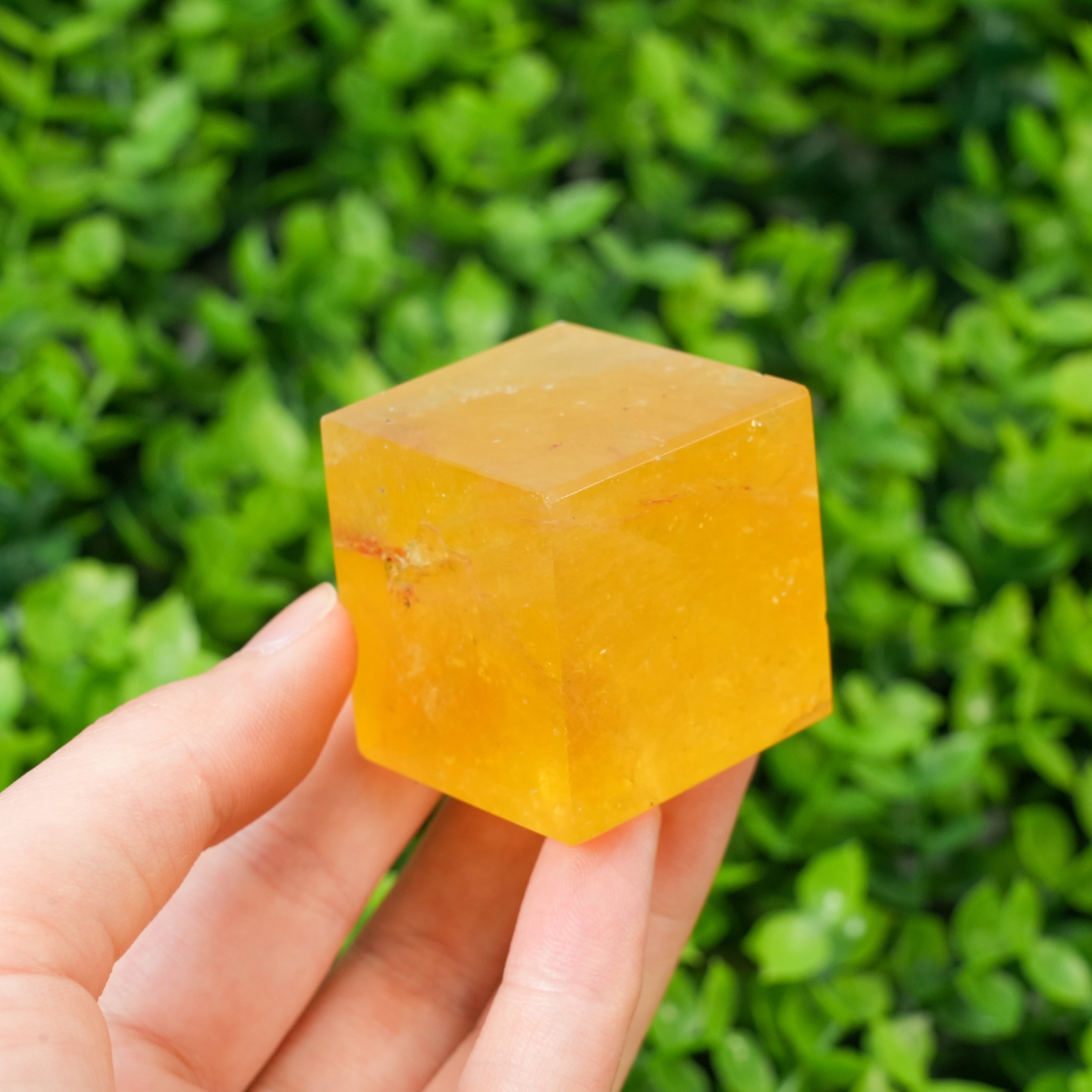 Yellow Fluorite Cube | Polished Healing Crystal for Energy Balance & Home Decor