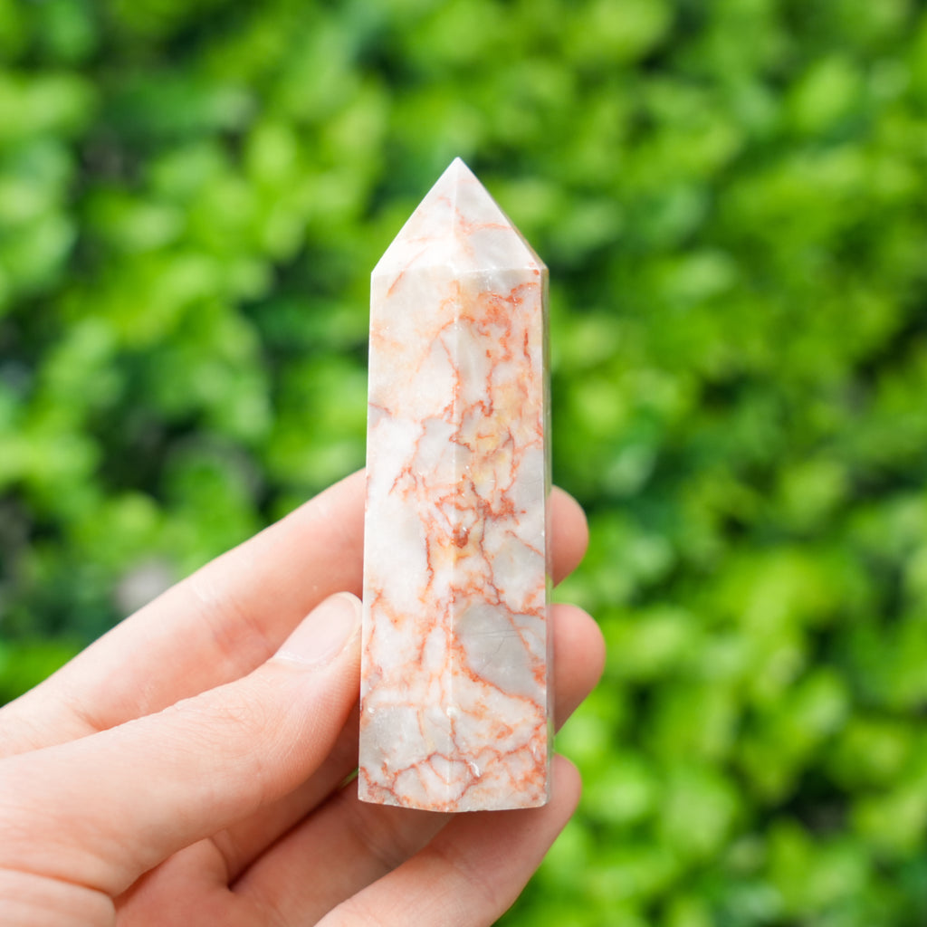 Red net stone tower Single Network Crystal Column for Home Decor