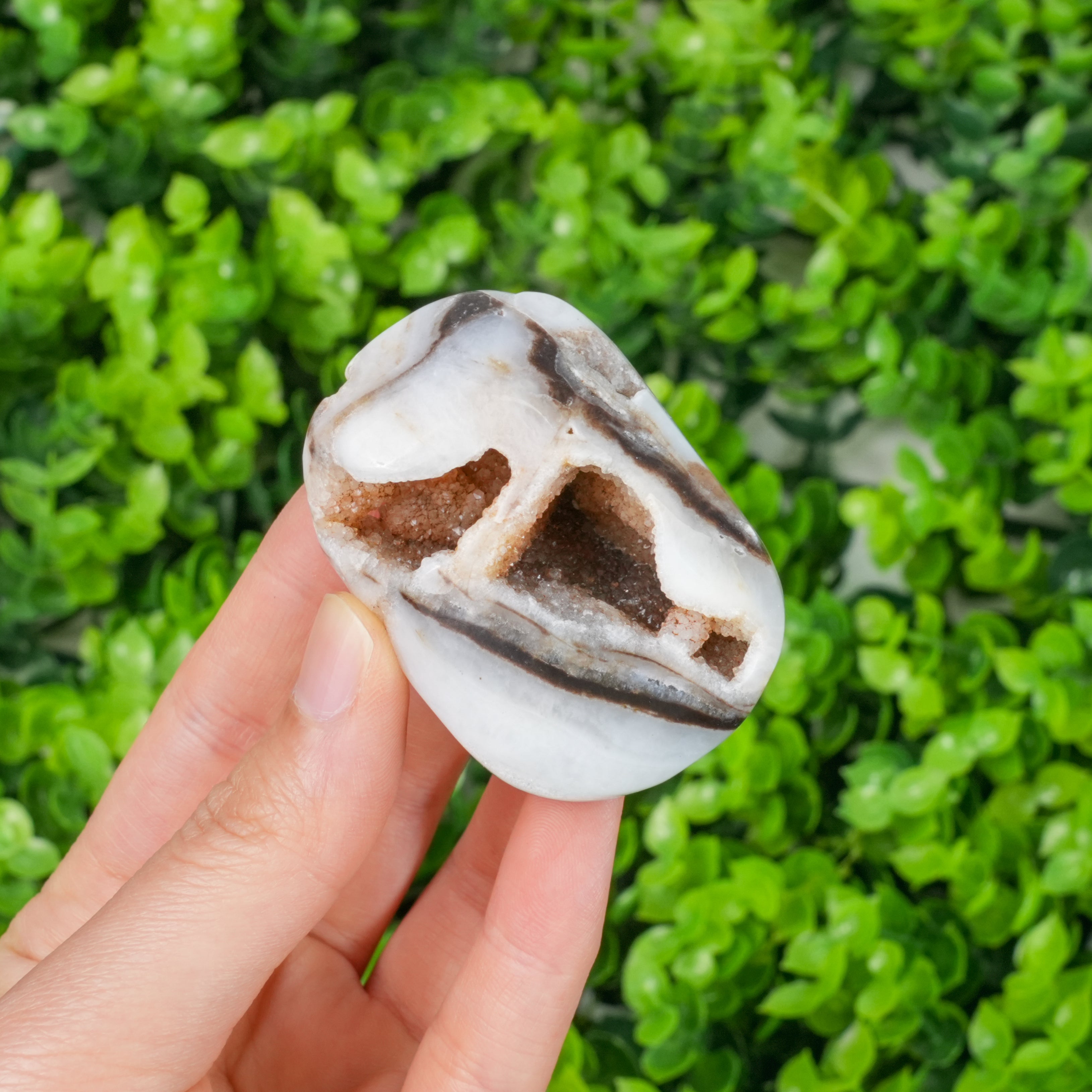Druzy Sphalerite Palm Stone | Polished Healing Crystal Worry Stone for Grounding, Meditation & Stress Relief | Unique Mineral Pocket Specimen