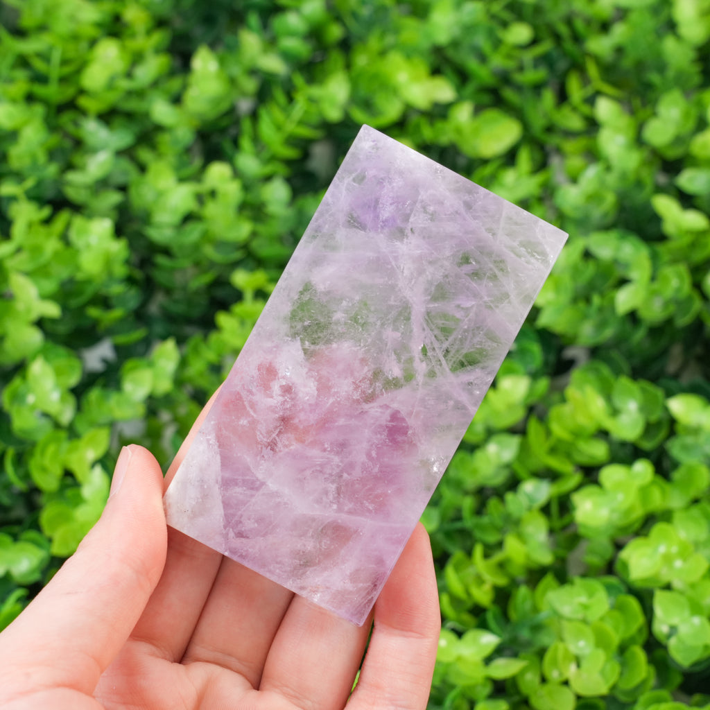 Natural Crystal Rectangle Tiles Set – Rose Quartz, Amethyst, Citrine & Green Aventurine Polished Healing Stones Slabs