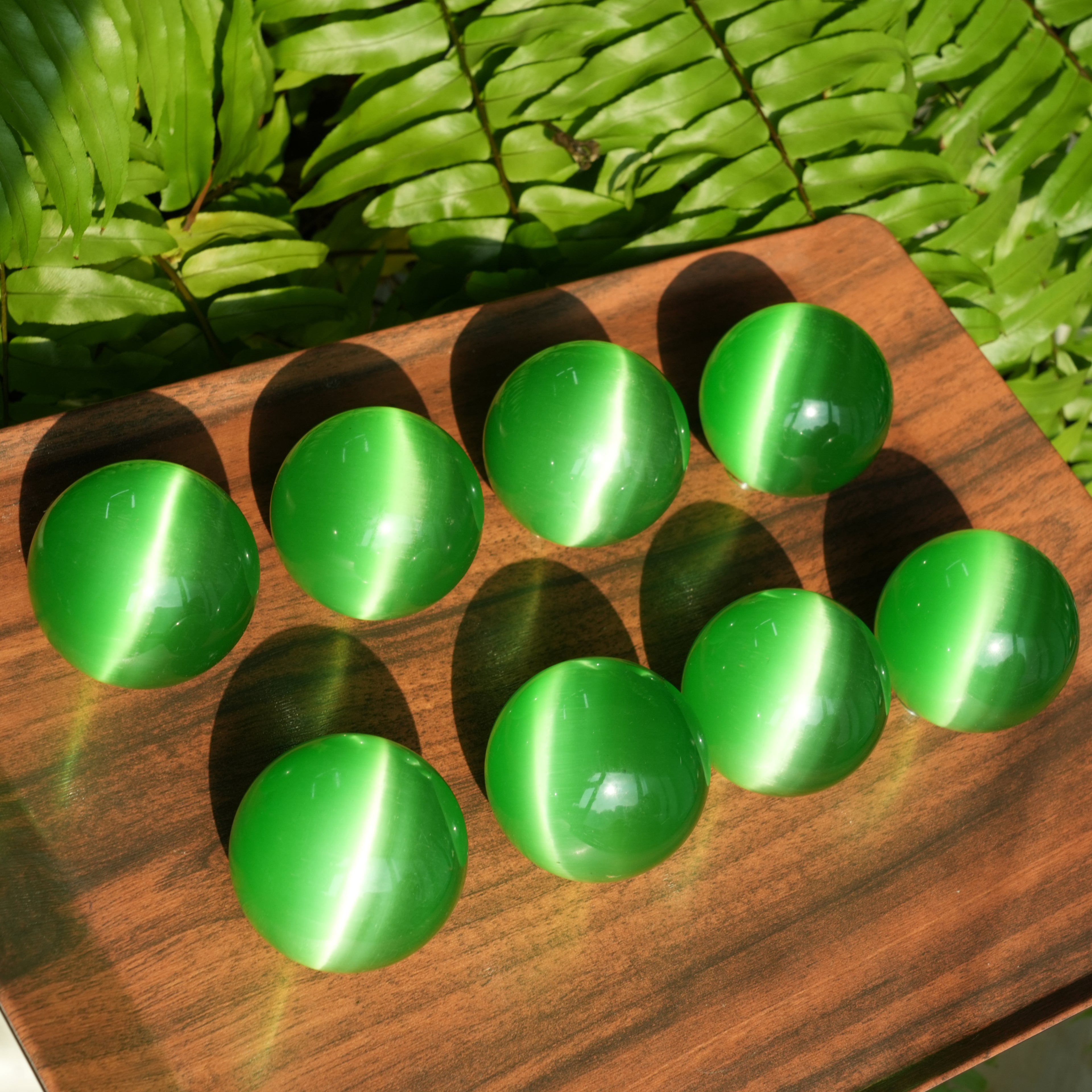 Green Cat Eye Stone Sphere