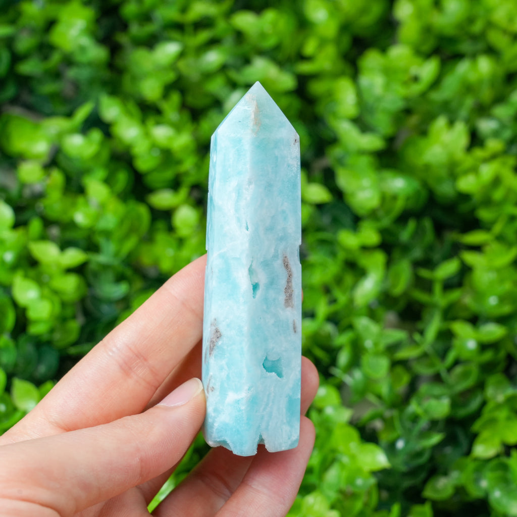 Hemimorphite Point | Caribbean Blue Calcite-Like Crystal Obelisk