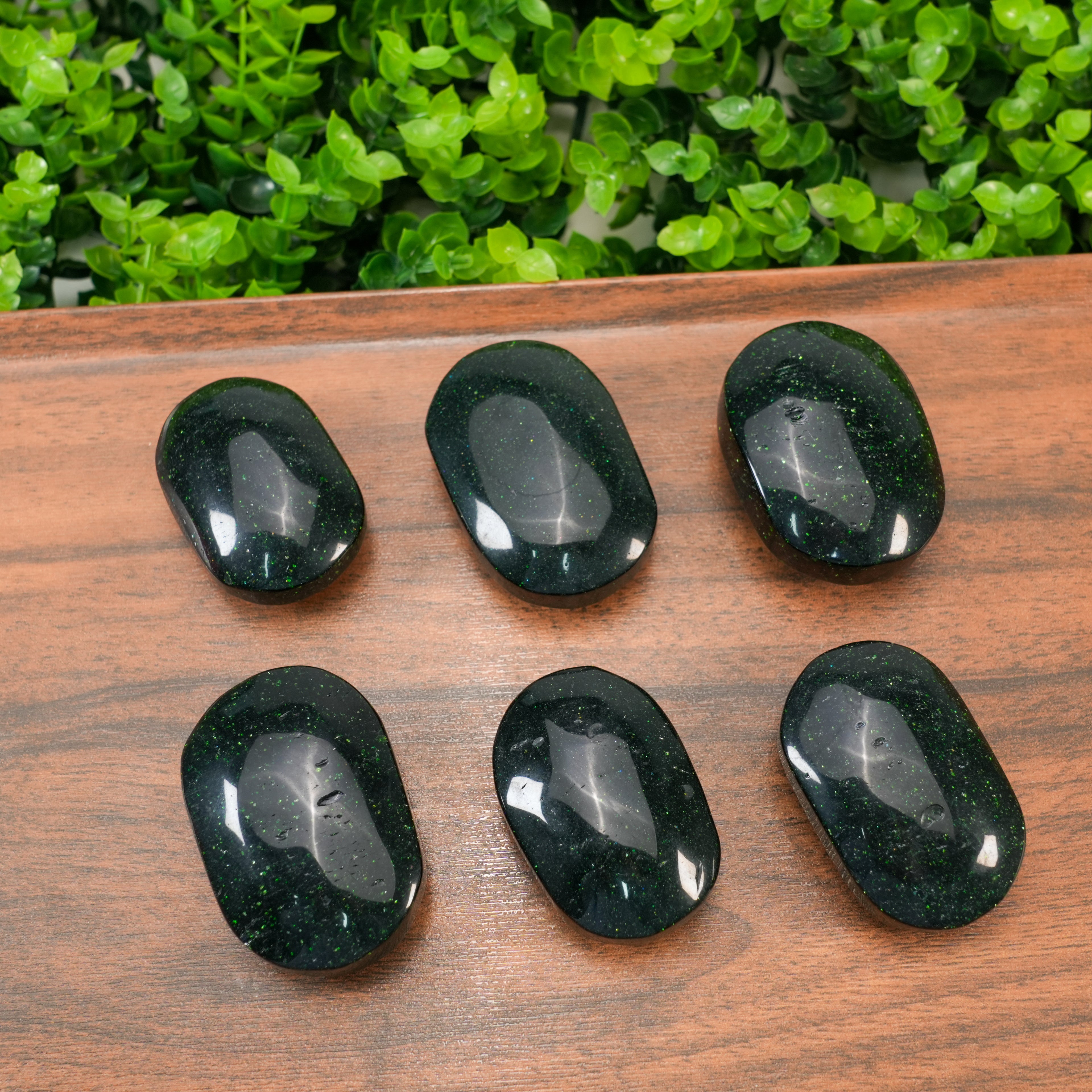 Green Goldstone Palm Stone, Polished Worry Stone for Anxiety Relief, Reiki Healing Crystal, Meditation Pocket Stone, Crystal Gift for Her