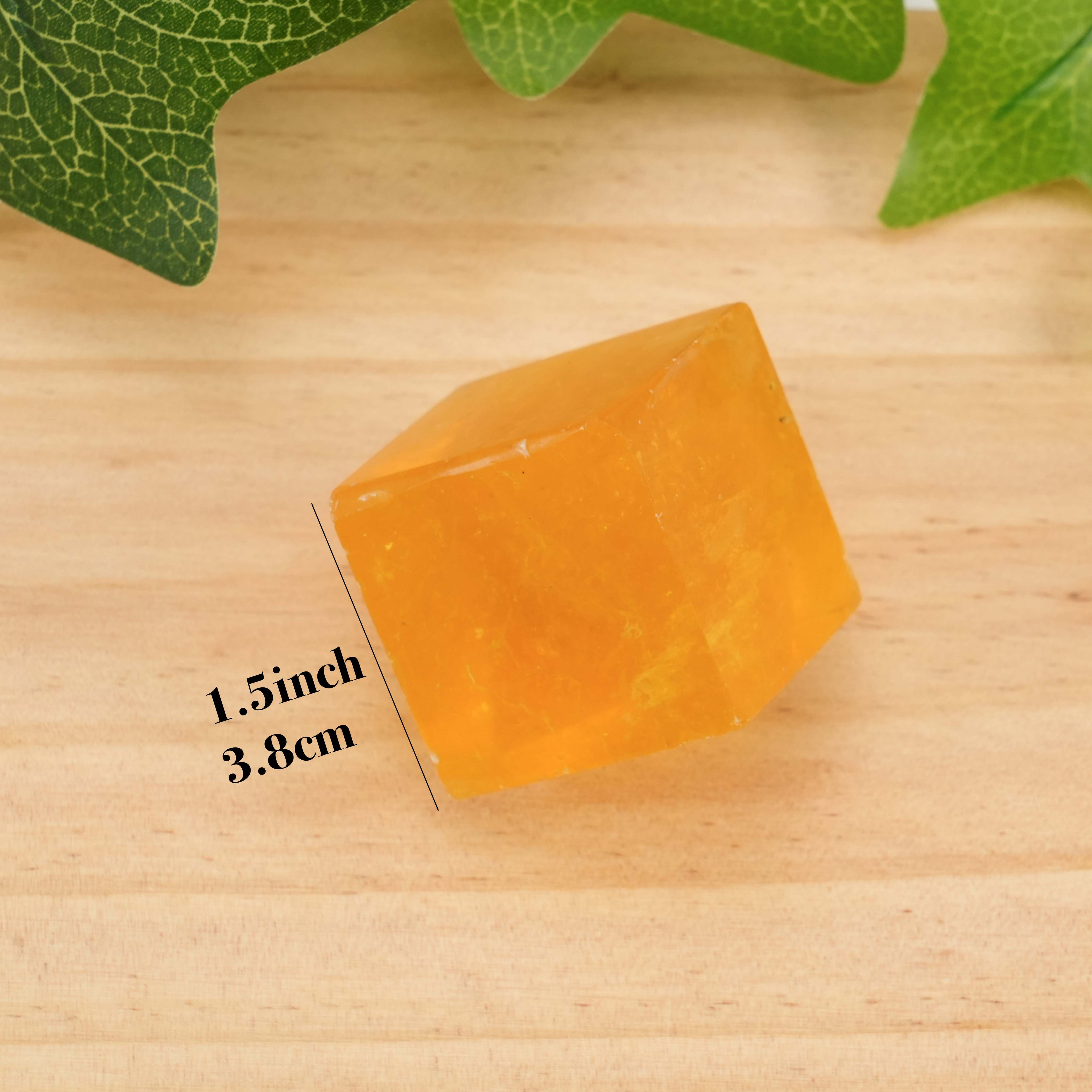 Yellow Fluorite Cube | Polished Healing Crystal for Energy Balance & Home Decor