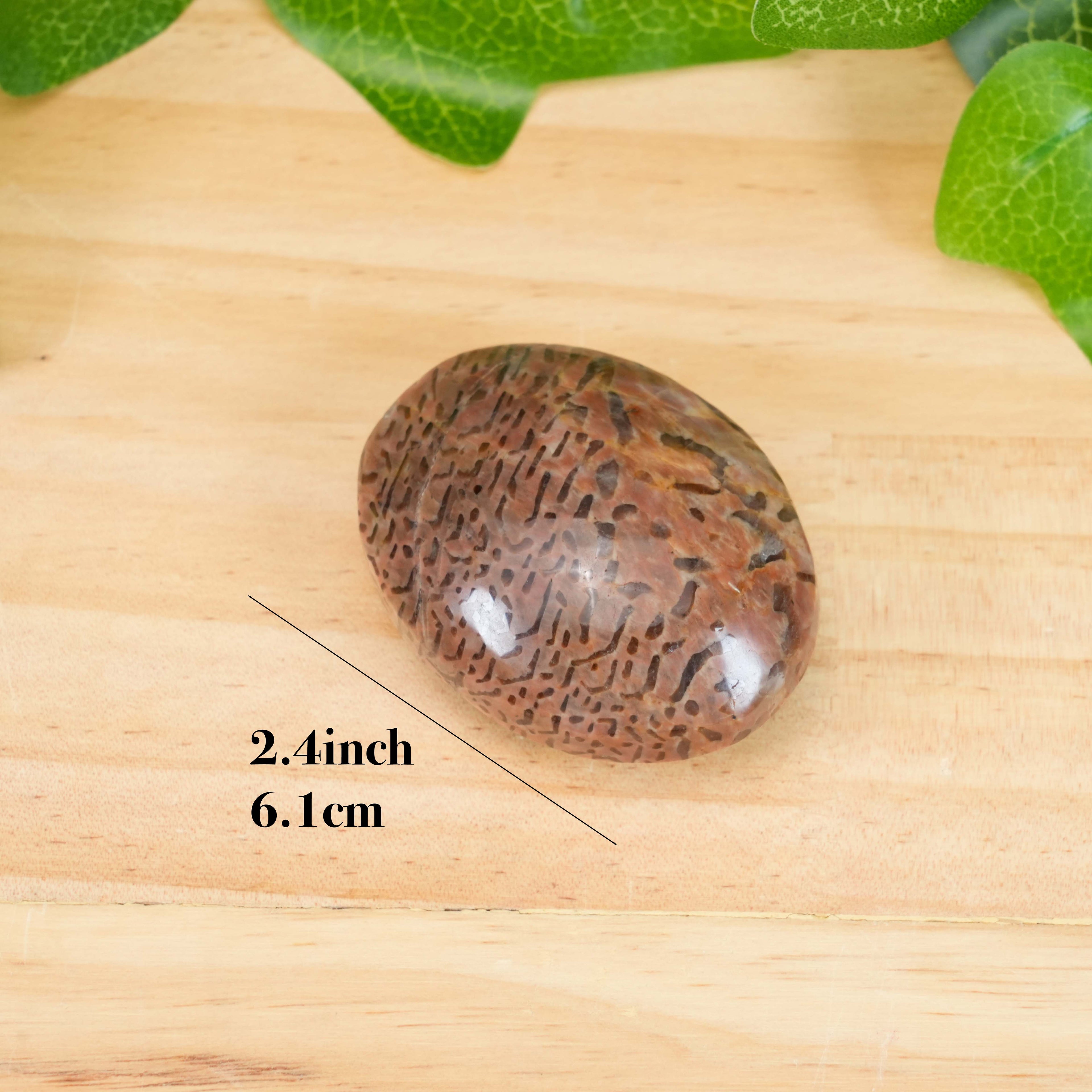 Peach Moonstone with Smoky Quartz Palm Stone - Natural Crystal Worry Stone for Emotional Balance