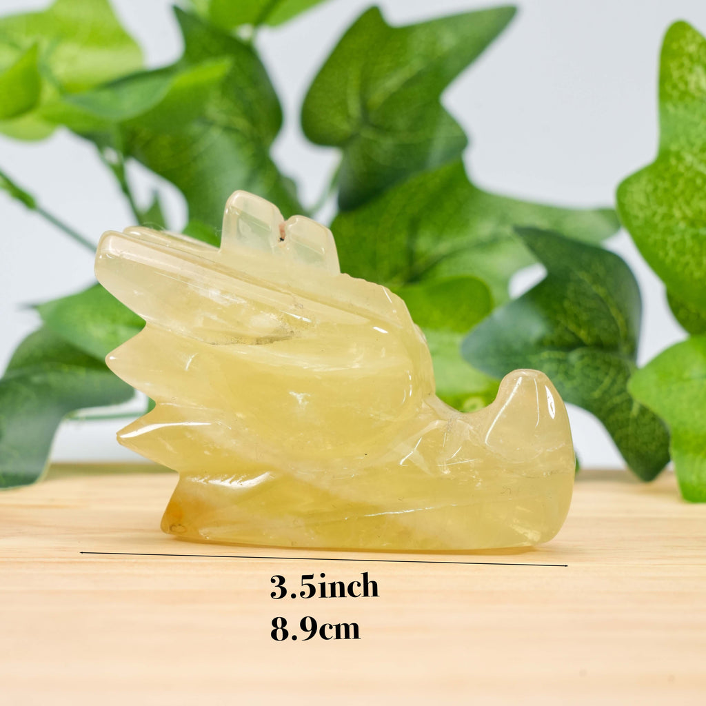 Natural Citrine Dragon Head Carving Crystal Dragon Skull Statue, Feng Shui Wealth Stone Figurine for Home Decor, Healing Crystal Gift