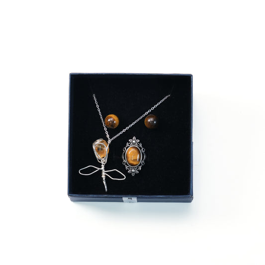 Crystal Jewelry Set - Necklace, Earrings & Ring 3-in-1