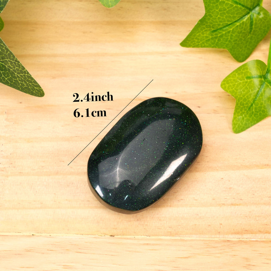 Green Goldstone Palm Stone, Polished Worry Stone for Anxiety Relief, Reiki Healing Crystal, Meditation Pocket Stone, Crystal Gift for Her