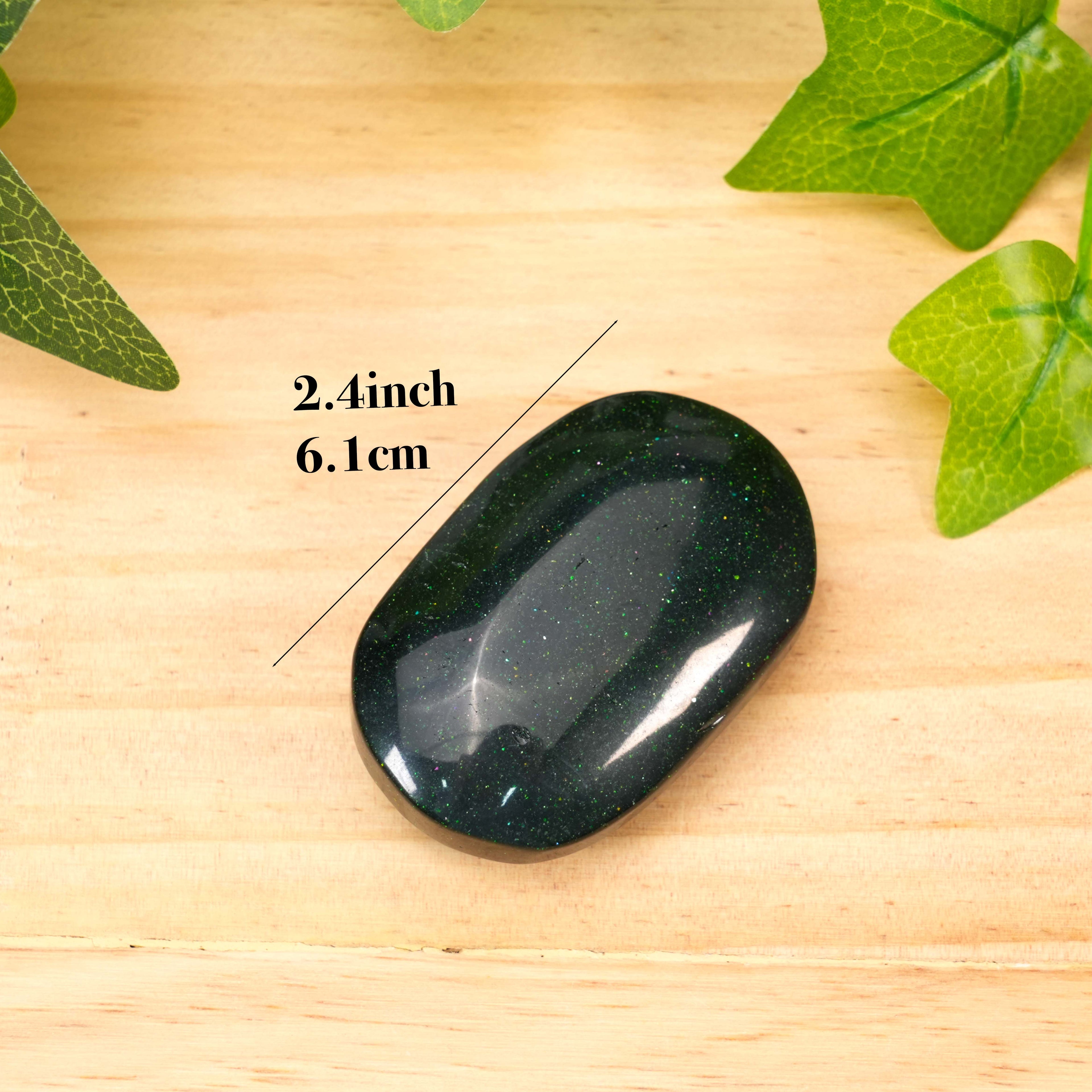 Green Goldstone Palm Stone, Polished Worry Stone for Anxiety Relief, Reiki Healing Crystal, Meditation Pocket Stone, Crystal Gift for Her