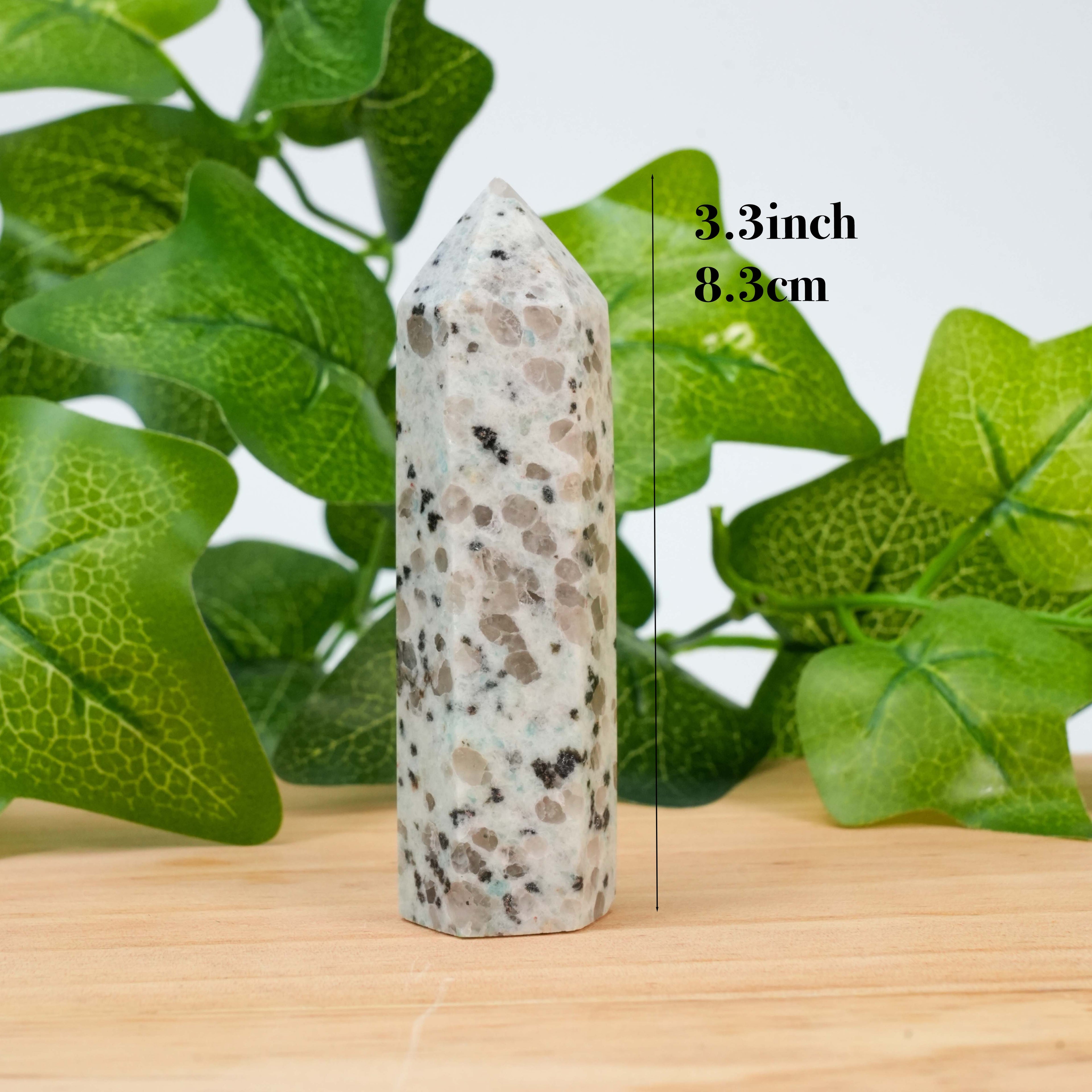 Kiwi Jasper Crystal Point Tower, Polished Sesame Jasper Obelisk for Energy Healing & Home Decor