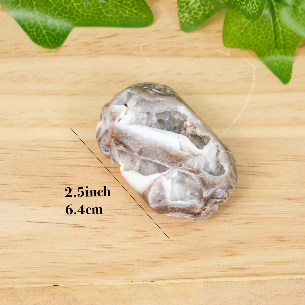 Druzy Sphalerite Palm Stone | Polished Healing Crystal Worry Stone for Grounding, Meditation & Stress Relief | Unique Mineral Pocket Specimen