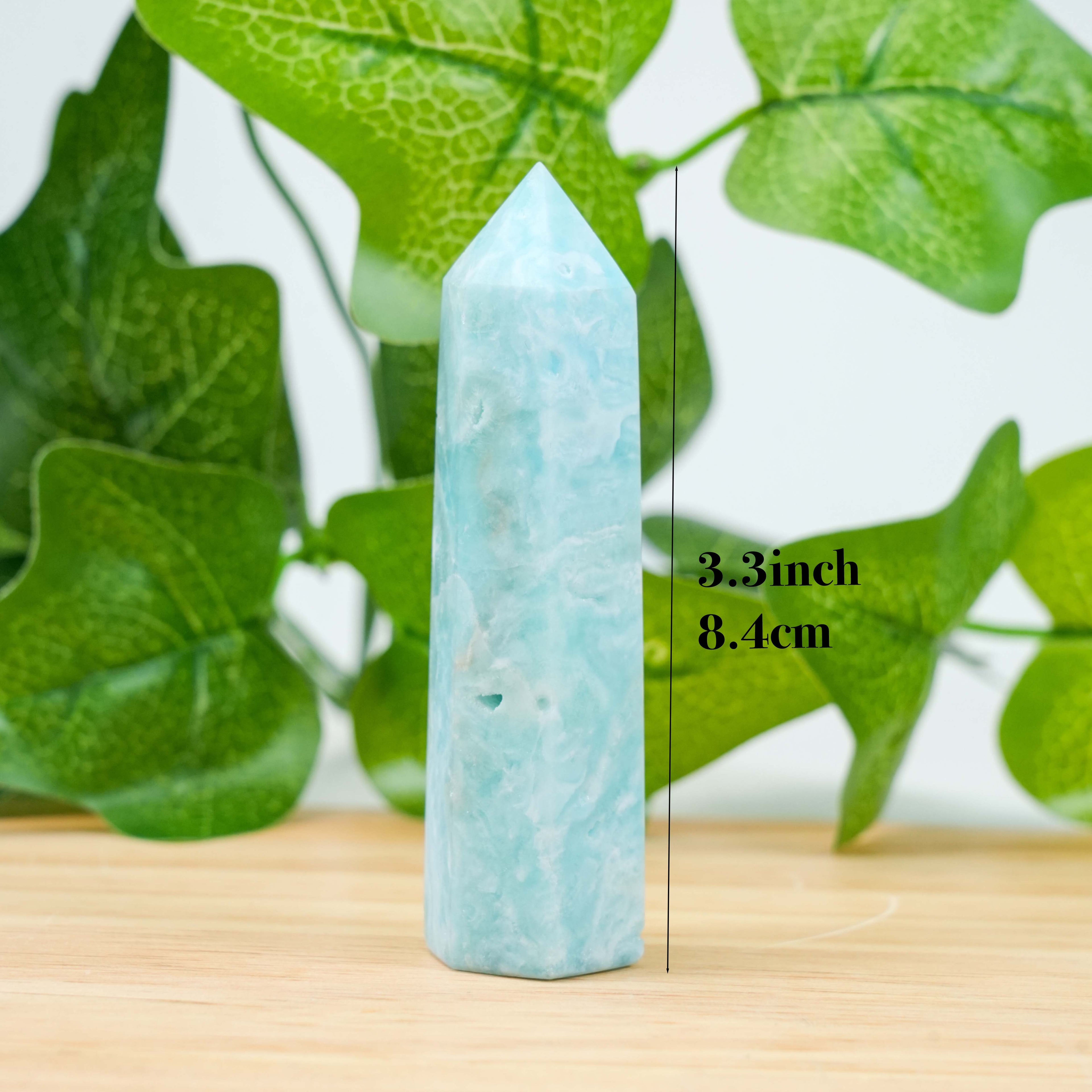 Hemimorphite Point | Caribbean Blue Calcite-Like Crystal Obelisk