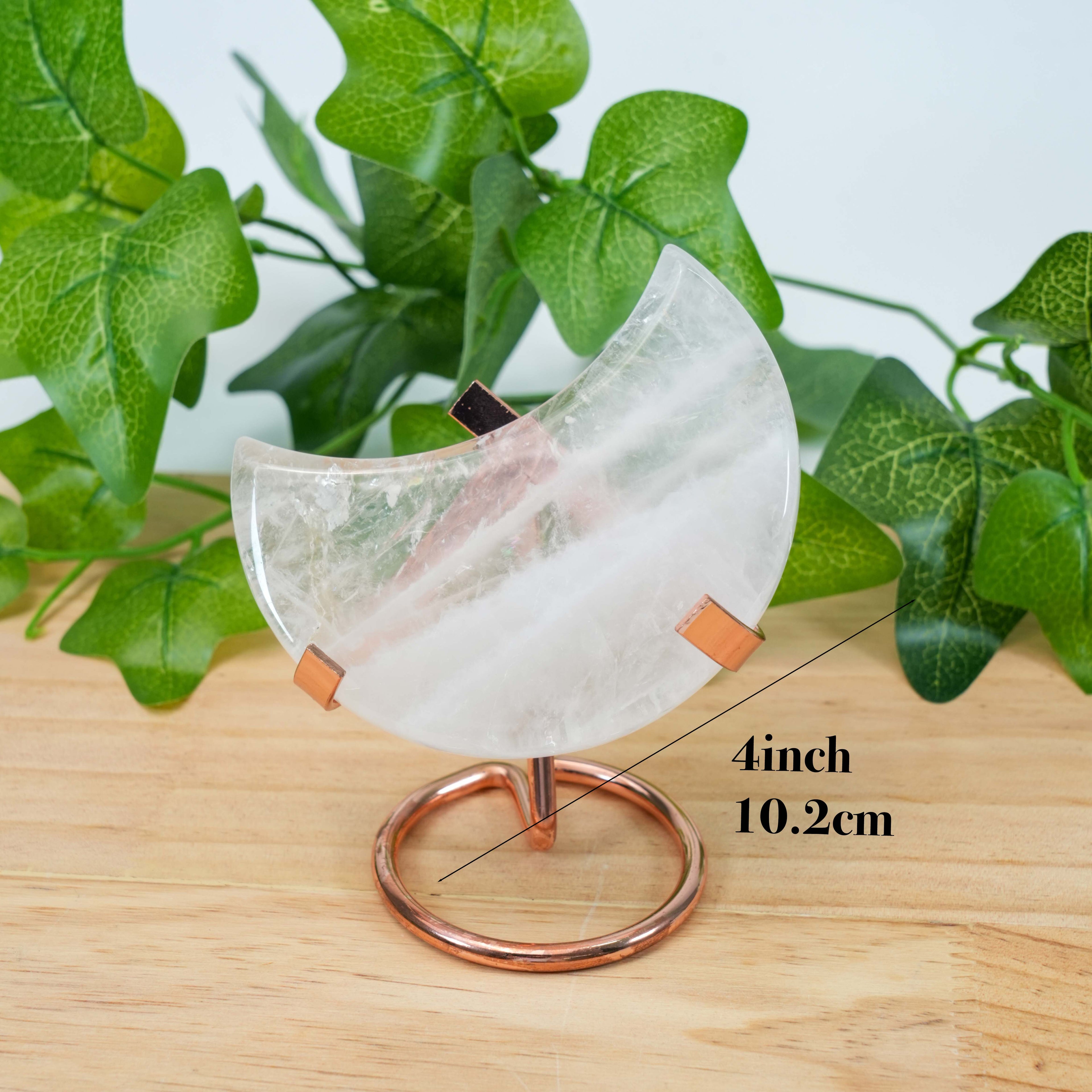 Clear Quartz Crescent Moon Crystal Carving | Polished Moon Palm Stone for Amplifying Energy, Meditation & Celestial Home Decor | Spiritual Manifestation Gift