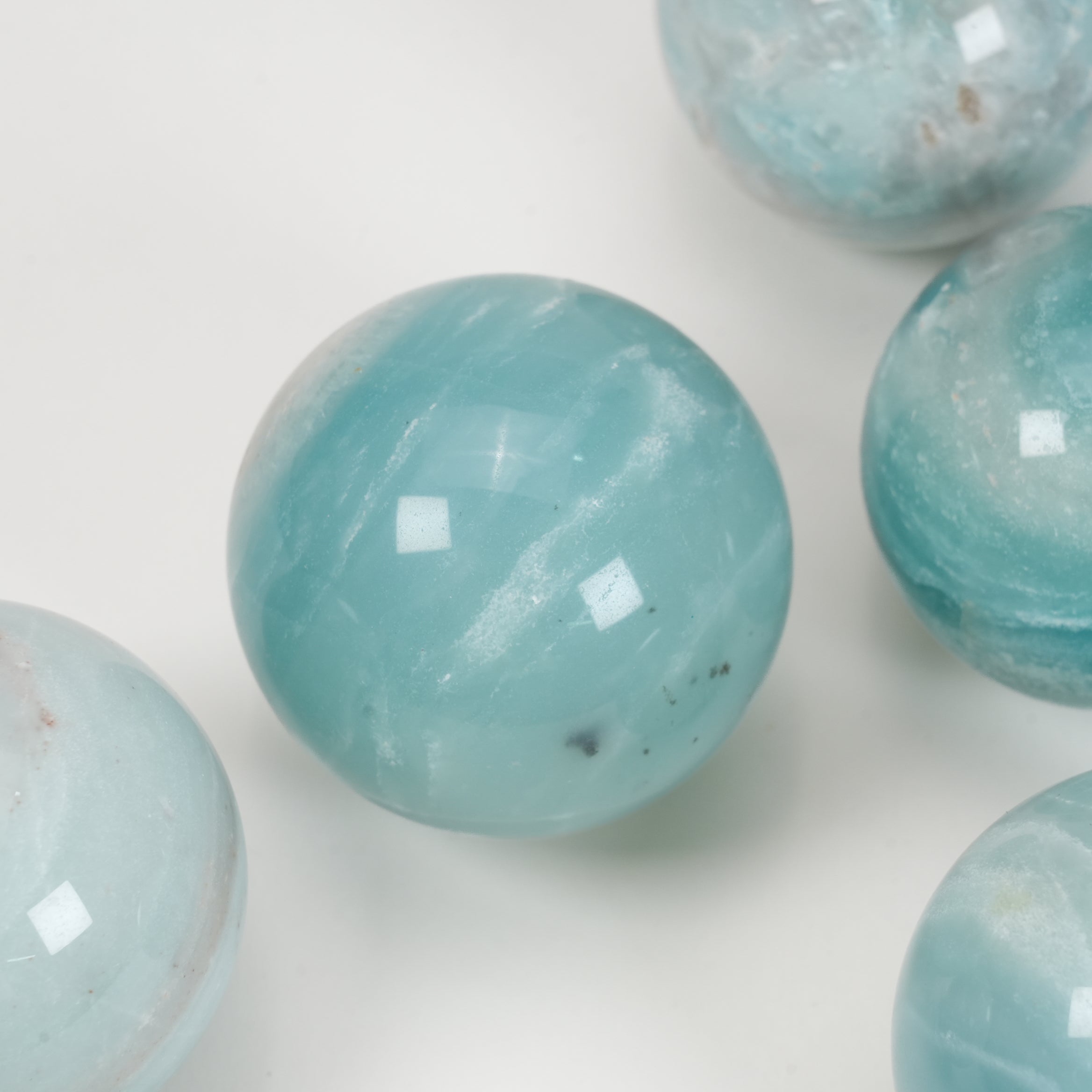 Natural Blue Amazonite Sphere, 5.3cm Polished Crystal Sphere Orb Decor for Home Display Collection