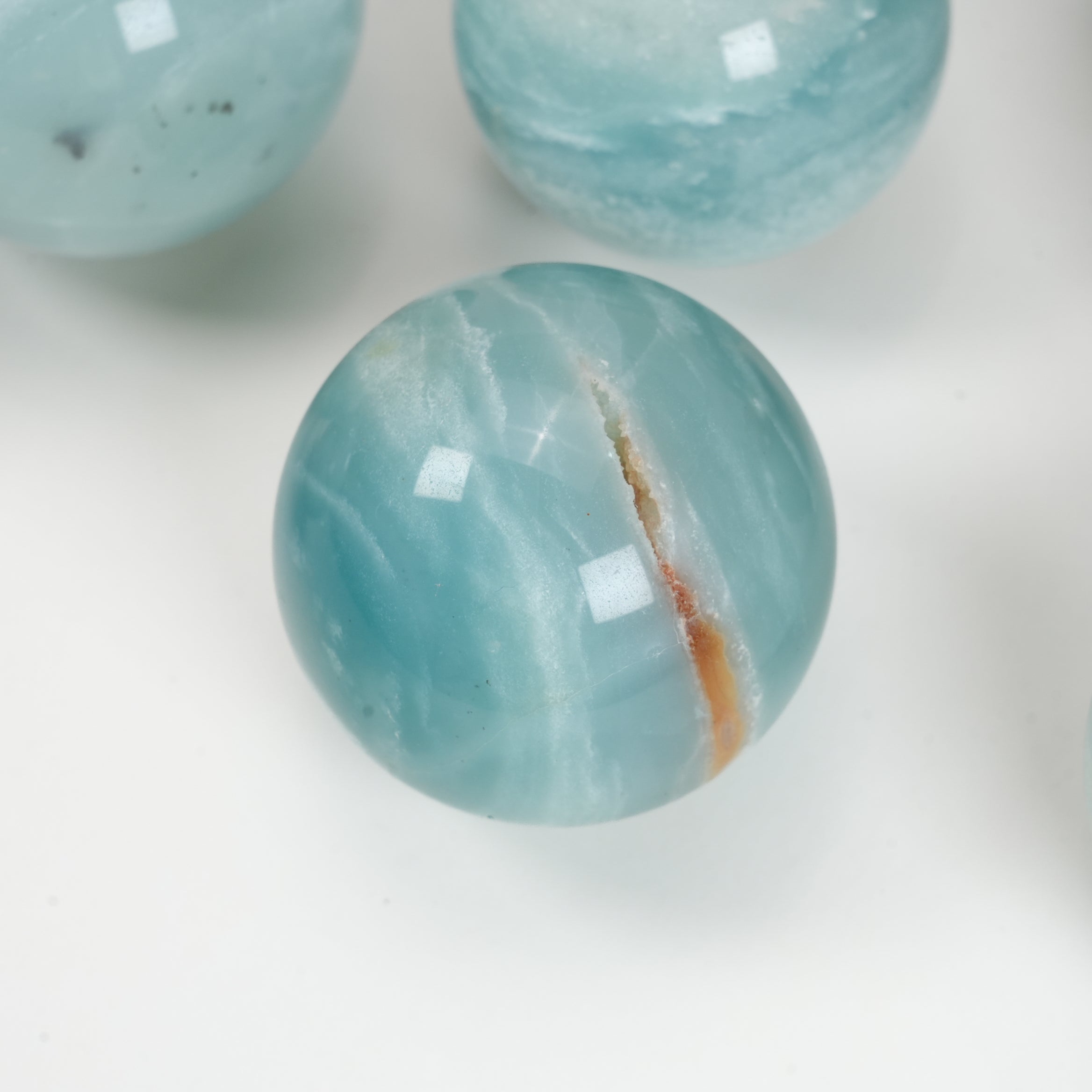 Natural Blue Amazonite Sphere, 5.3cm Polished Crystal Sphere Orb Decor for Home Display Collection