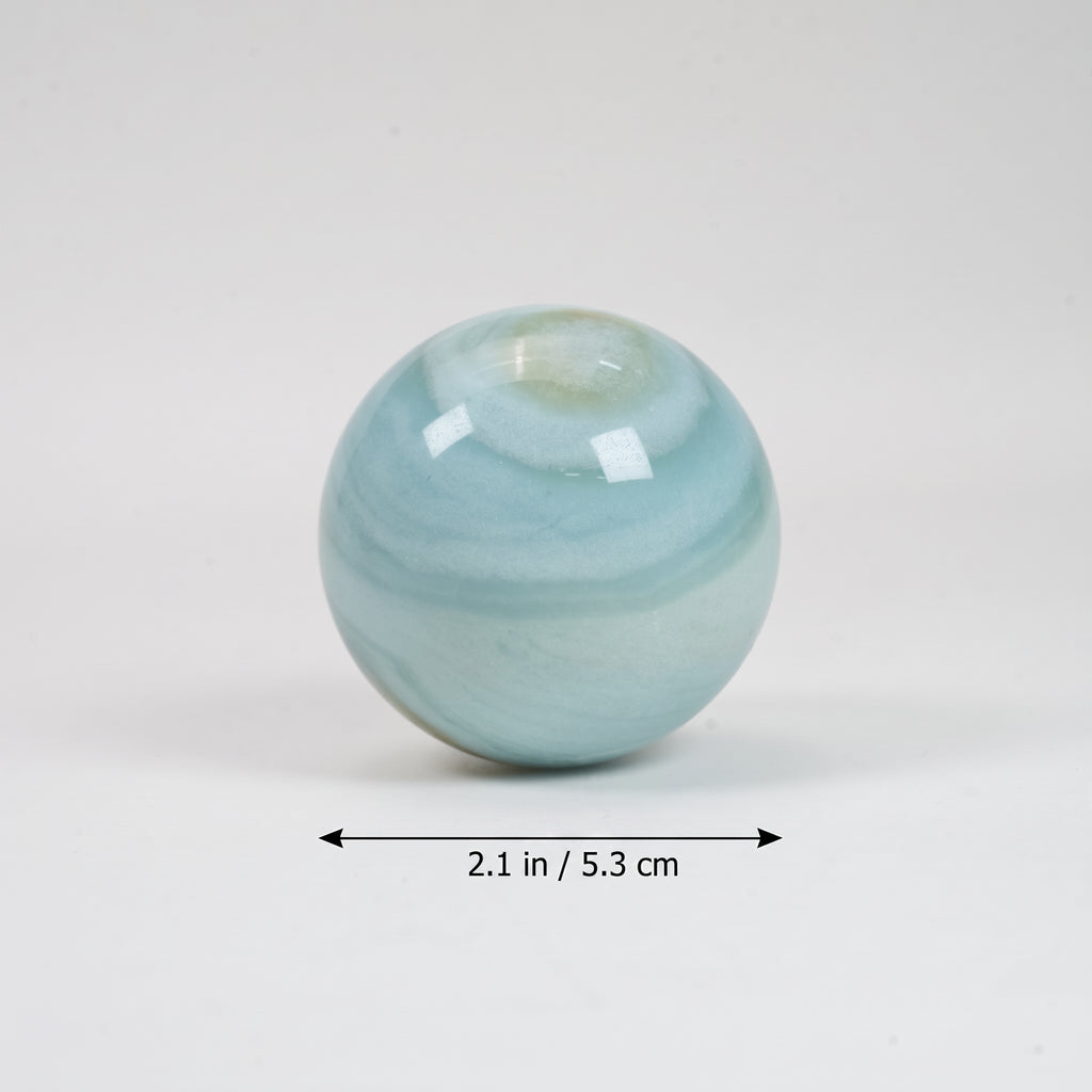 Natural Blue Amazonite Sphere, 5.3cm Polished Crystal Sphere Orb Decor for Home Display Collection
