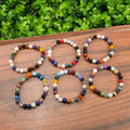 Crystal Mixed Material Bracelet - Handmade Beaded Bracelet with Stone & Alloy for Women Men, Dainty Minimalist Jewelry Gift