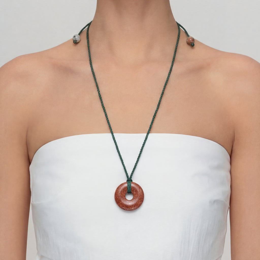 Gold Sand Stone Peace Knot Necklace