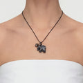 Black and White Zebra Jadeite Elephant Pendant Necklace