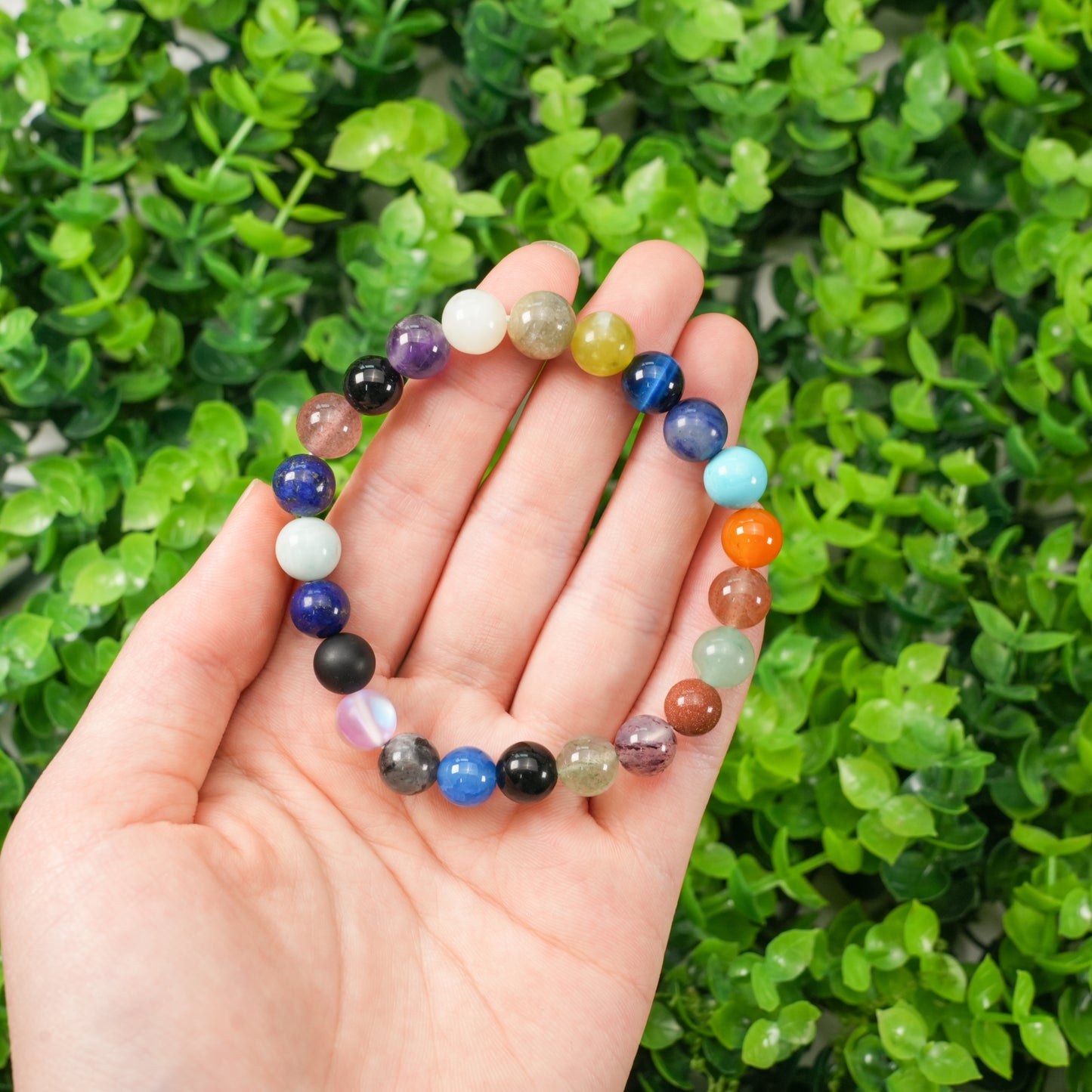 Crystal Mixed Material Bracelet - Handmade Beaded Bracelet with Stone & Alloy for Women Men, Dainty Minimalist Jewelry Gift