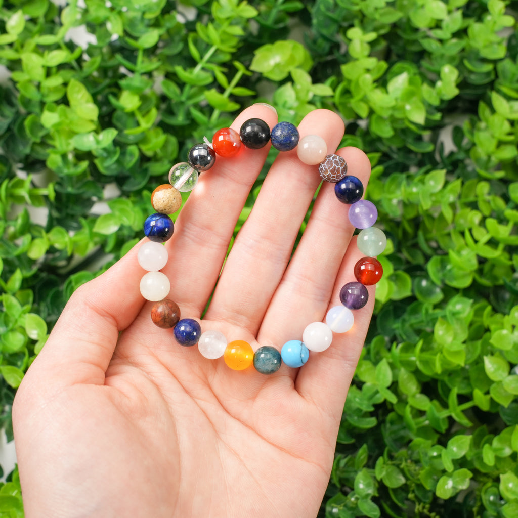 Natural Mixed Stone Beaded Bracelet, Handmade Crystal Bracelet for Women & Men
