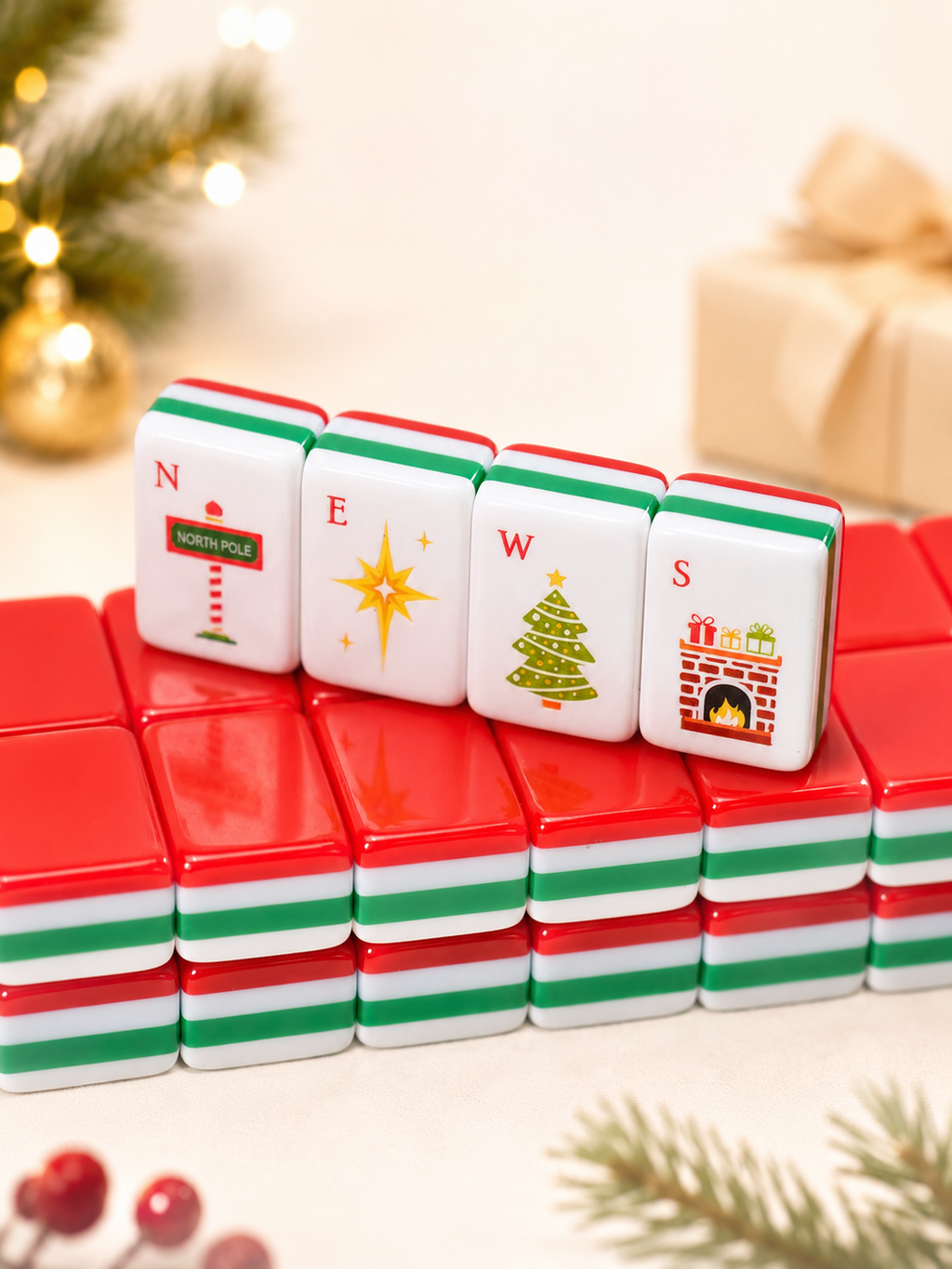 Christmas Mahjong Tile Set