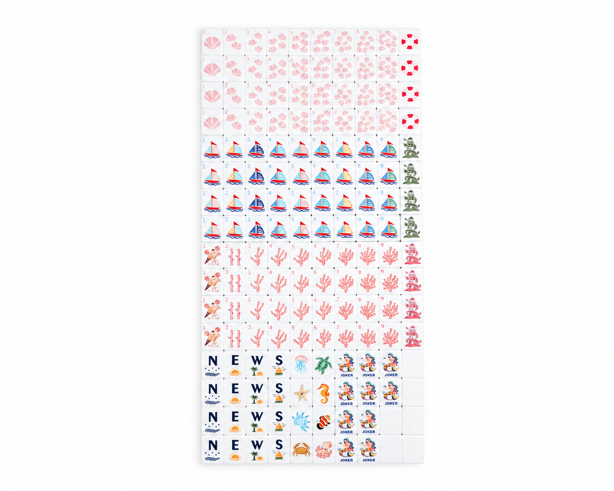 Azure Tides Mahjong Tiles Set