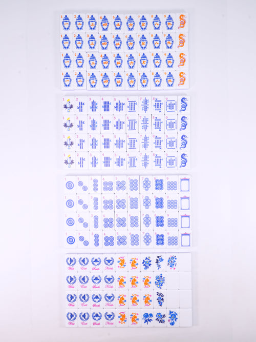 Blue Porcelain Mahjong Tile Set